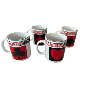 Playing Card Suit Coffee Mugs Set of 4 Casino Night Poker Blackjack